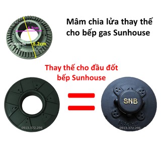 Mâm Chia Lửa (Pép Chia Lửa, Đầu Đốt) Thay Thế Cho Bếp Gas Sunhouse Đường Kính Trong 43mm, Đường Kính Ngoài 82mm