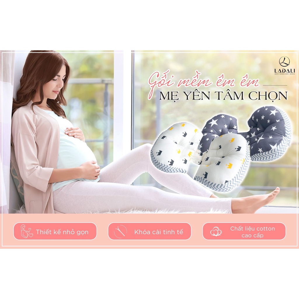 Gối Ôm Bà Bầu Cánh Tiên Cao Cấp Đỡ Bụng Chống Mỏi Lưng Ladali Cho Giấc Ngủ Ngon