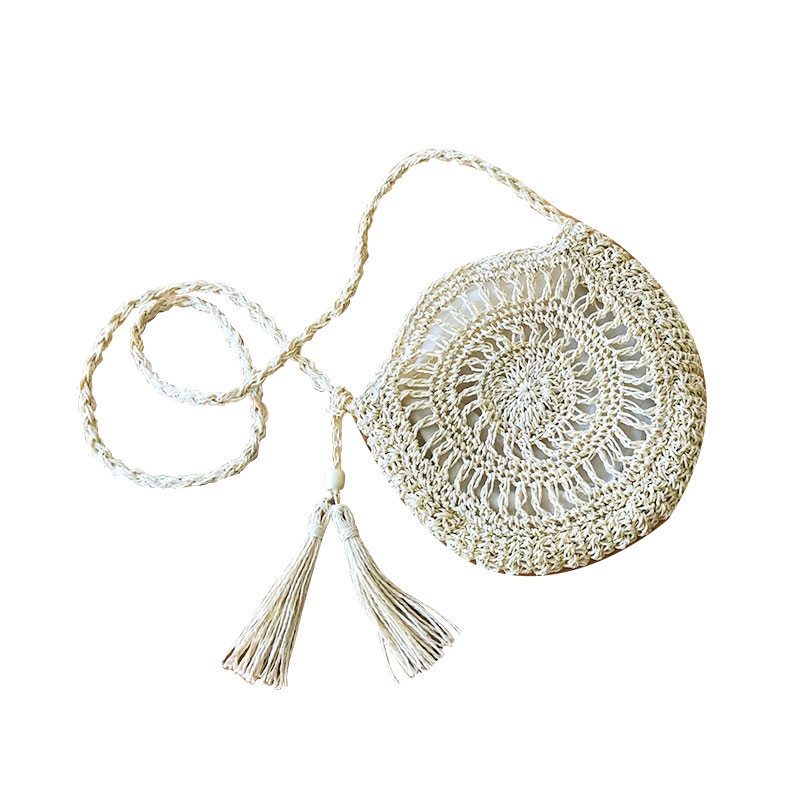 Túi cói đi biển dáng tròn thời trang cho nữ