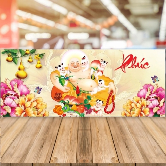 Tranh thêu 3D phật di lạc KT:85x43cm,tranh chưa thêu.Tặng kéo và xỏ chỉ.