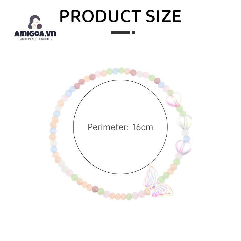 ✨✨Vòng Tay Dây Thừng Đính Hạt Acrylic Nhiều Màu Hình Bướm Có Thể Điều Chỉnh Xinh Xắn