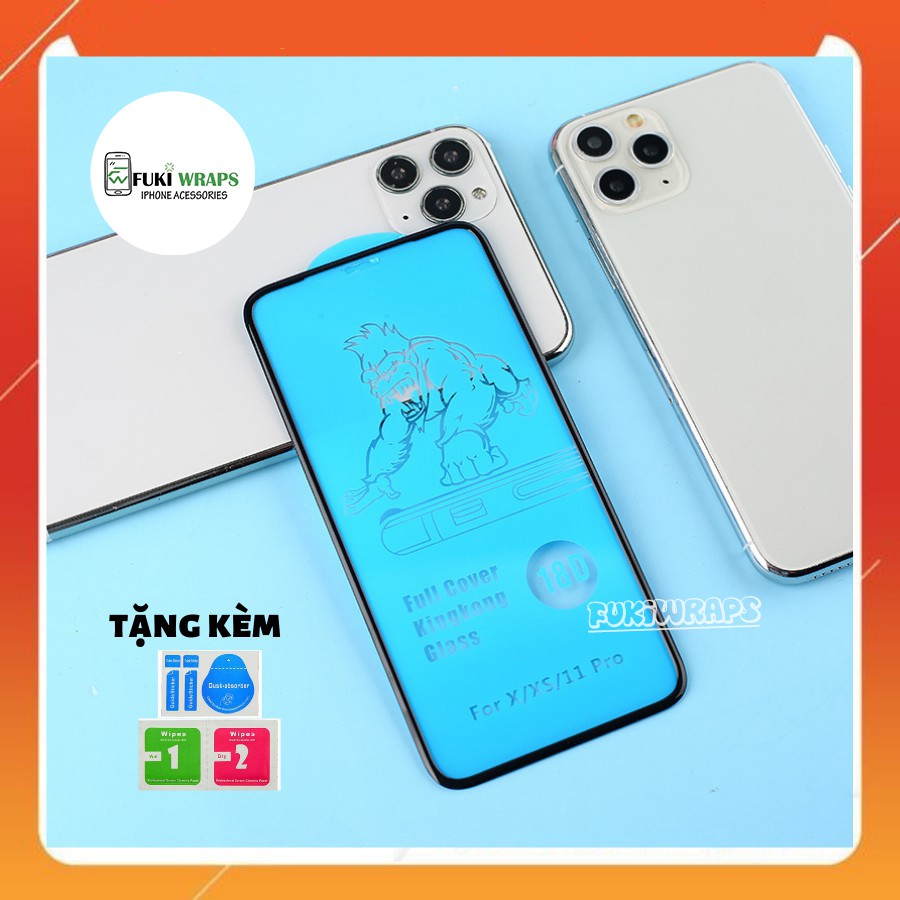 Kính cường lực 18D KingKong Chống Vỡ Viền Dành Cho 13 Pro Max , 12 Pro Max, 11 Pro Max, X, XS MAX, XR 7 Plus FUKISHOP