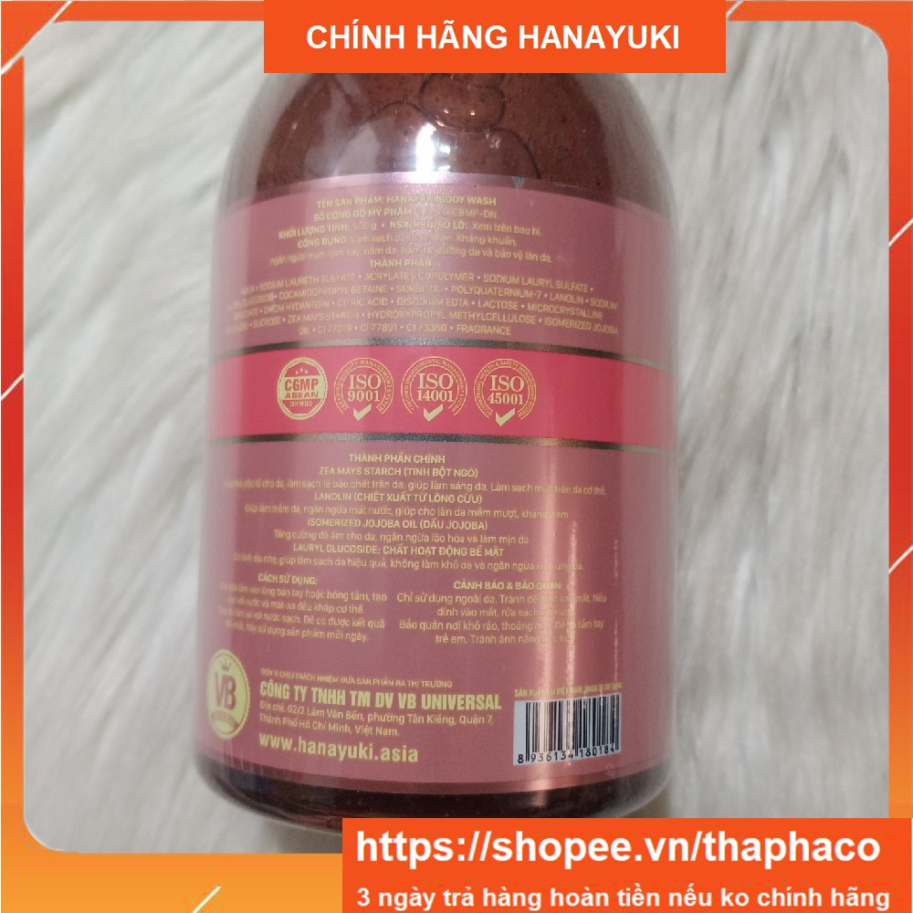 Sữa Tắm HANAYUKI Body Wash Chai 500gr Date 2024 Chính Hãng | BigBuy360 - bigbuy360.vn
