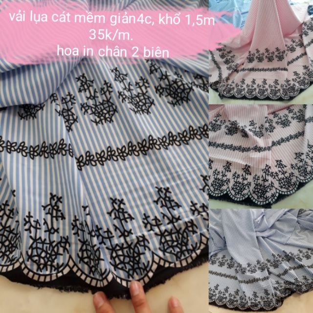 VẢI LỤA KẺ CHÂN in HOA 2 biên