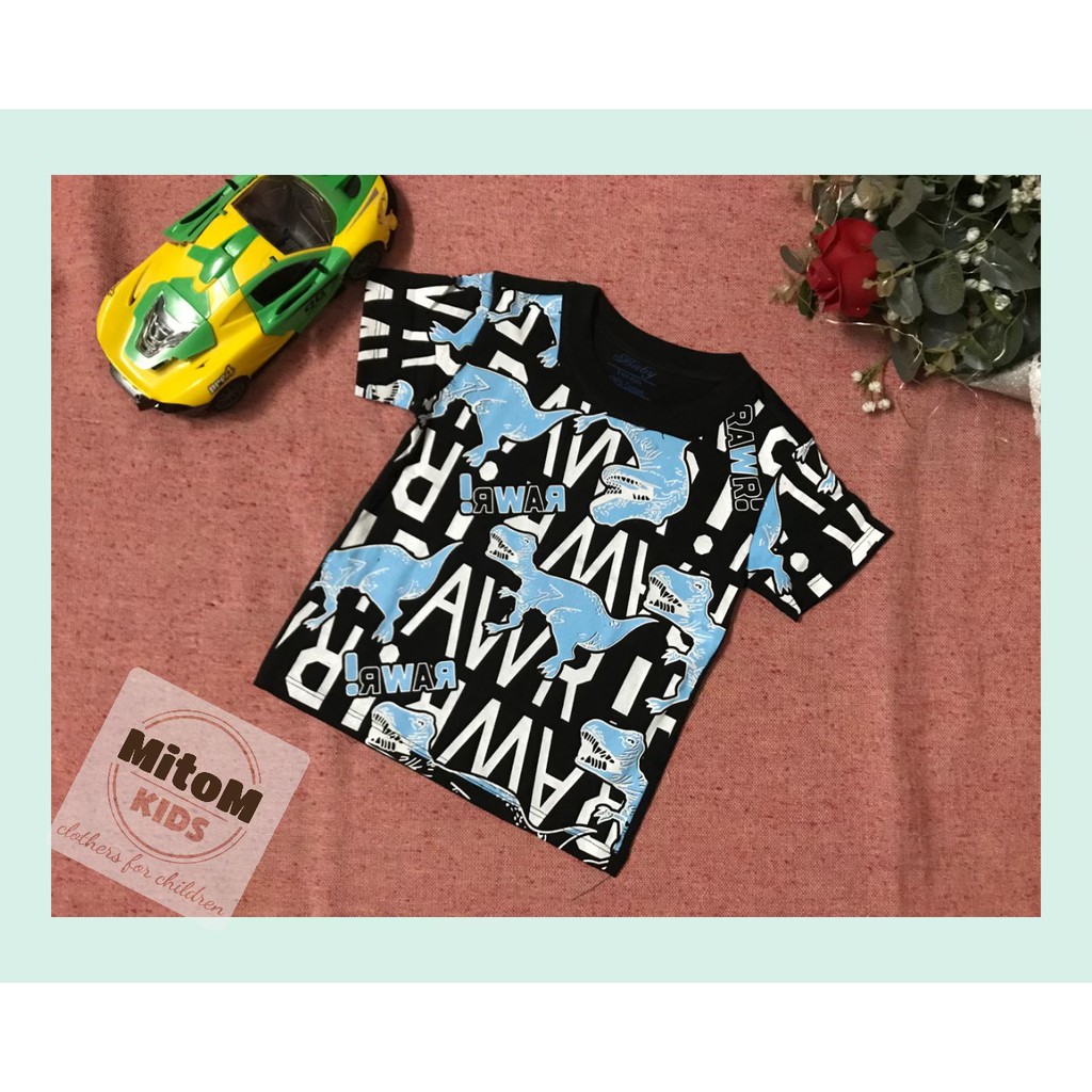 Áo cotton bé trai ♥️ FREESHIP ♥️ Chất thun cotton mềm mịn, họa tiết khủng long siêu cute