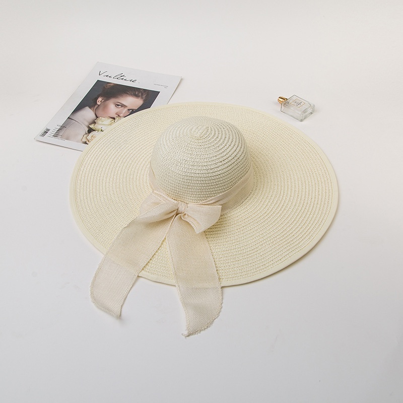 Mũ nón cói đi biển nữ vành lớn đai nơ phong cách vintage chống nắng –LOPDOP OFFICAL