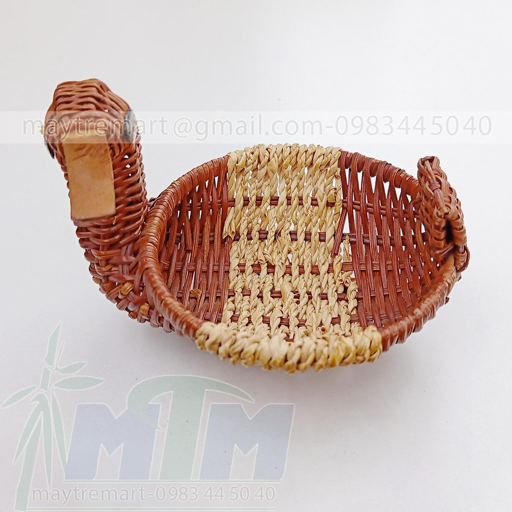 Khay mây l Đĩa mây cỏ tế hình con vịt.