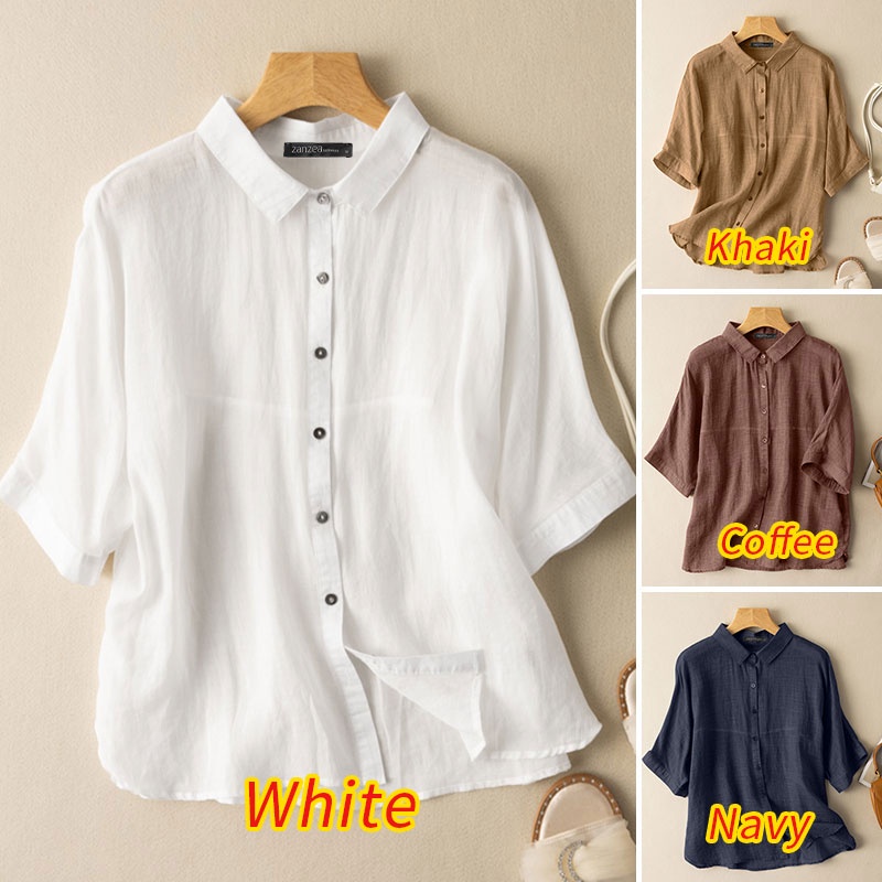 Áo sơ mi ZANZEA tay lửng thời trang dành cho nữ