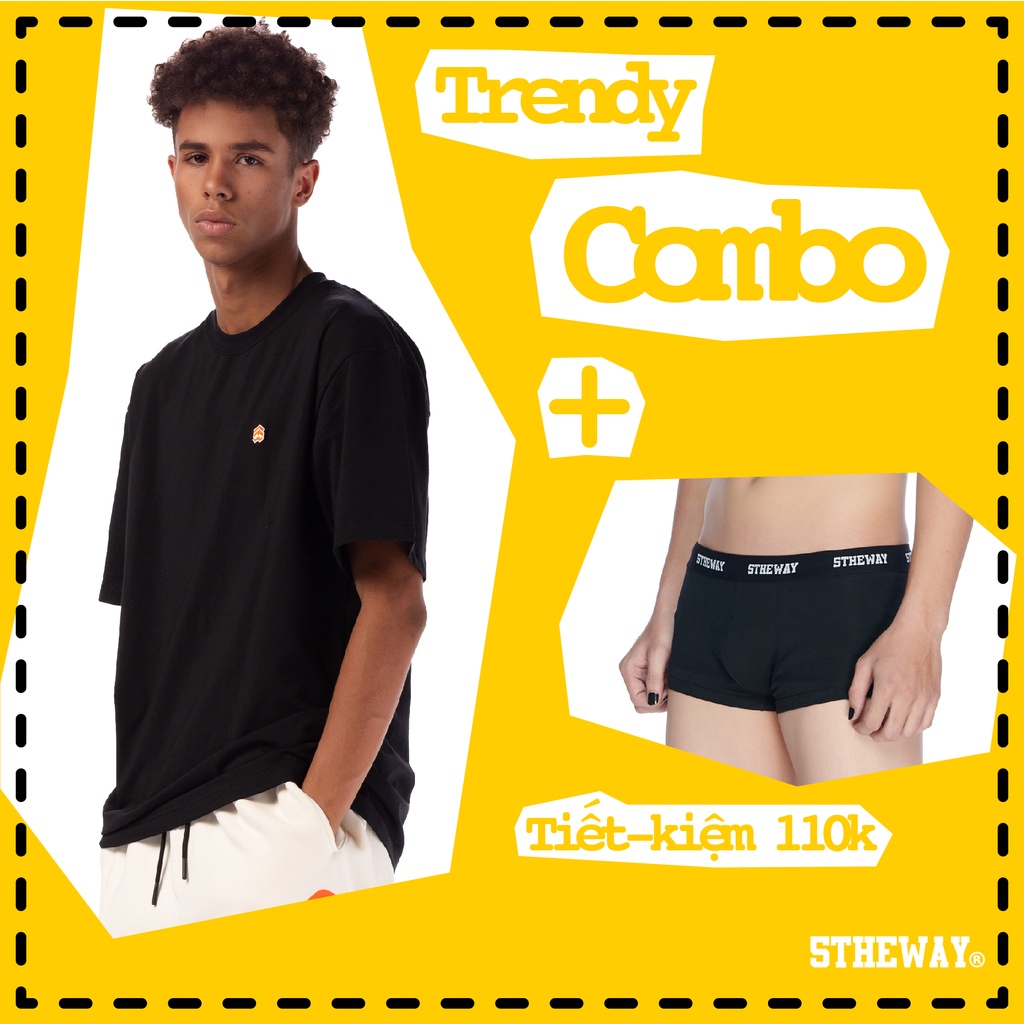 5THEWAY SUMMER COMBO - BLACK TEE aka Bộ Áo Thun Logo Cam form New Tee và Quần Lót Nam