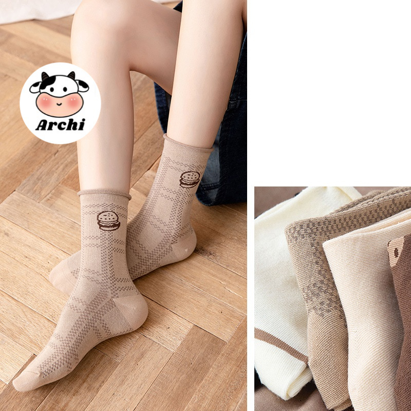 Tất cổ cao ulzzang bánh quy cuộn mép