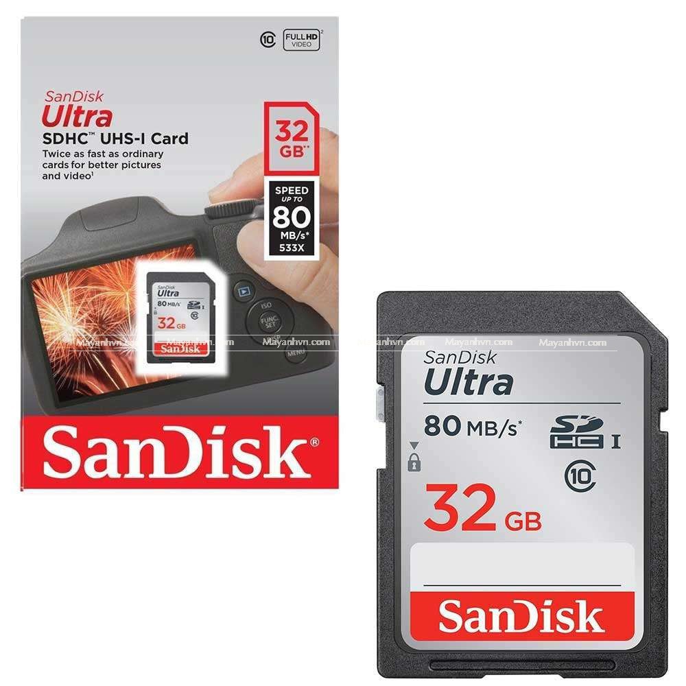 Nơi☾﹍Thẻ nhớ SDHC SanDisk Ultra 533x 32GB Class 10 UHS-I 80MB/s (Xám) | BigBuy360 - bigbuy360.vn