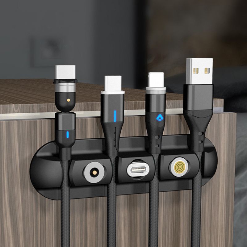 (Hàng Mới Về) Hộp Đựng Đầu Dây Cáp Từ Tính 3pin 540 ° Cho Micro-Usb Type-C