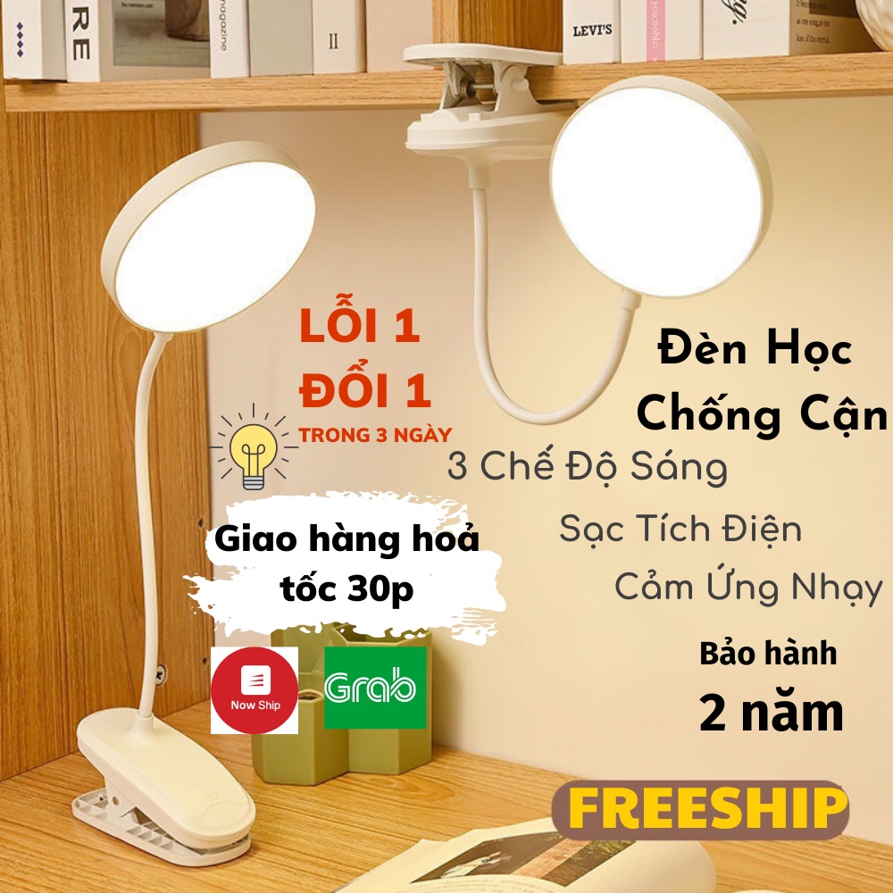 Đèn Học Kẹp Bàn Chống Cận Để Bàn Sạc Tích Điện Gấp Gọn 3 Chế Độ Sáng ĐÈN NAMI