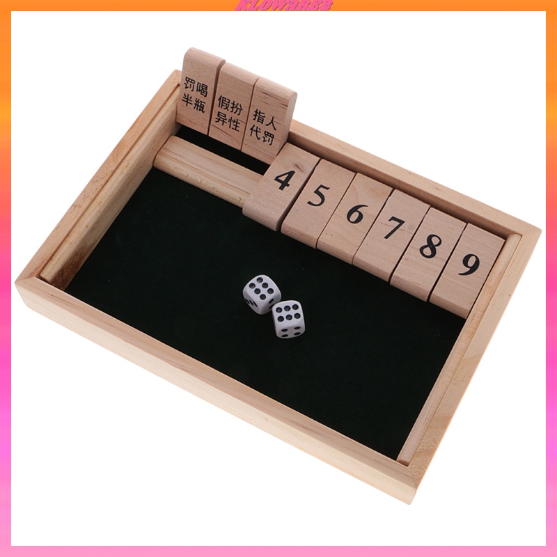 [KLOWARE2]Shut The Box Board Game Set with 2 Dices Number Drinking Games Adult Party Club