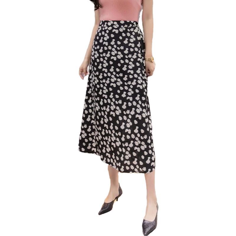 Chân Váy Chữ a Lưng Cao Họa Tiết Hoa Phong Cách Hàn Quốc