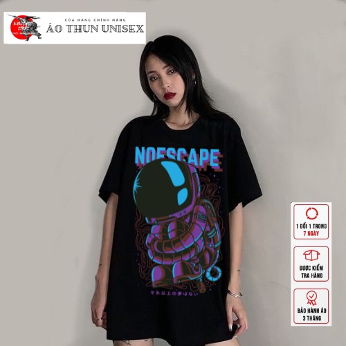 Áo thun tay lỡ phông Unisex from rộng nam nữ KAKISHOP , áo màu đen ulzzang in hình phi hành gia NOESCAPE | BigBuy360 - bigbuy360.vn