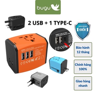 Ổ Cắm Chuyển Đổi Đa Chức Năng Phù Hợp Mọi Loại Phích Cắm Tích Hợp 2 Cổng USB Và Type-C  Bugu HHT525