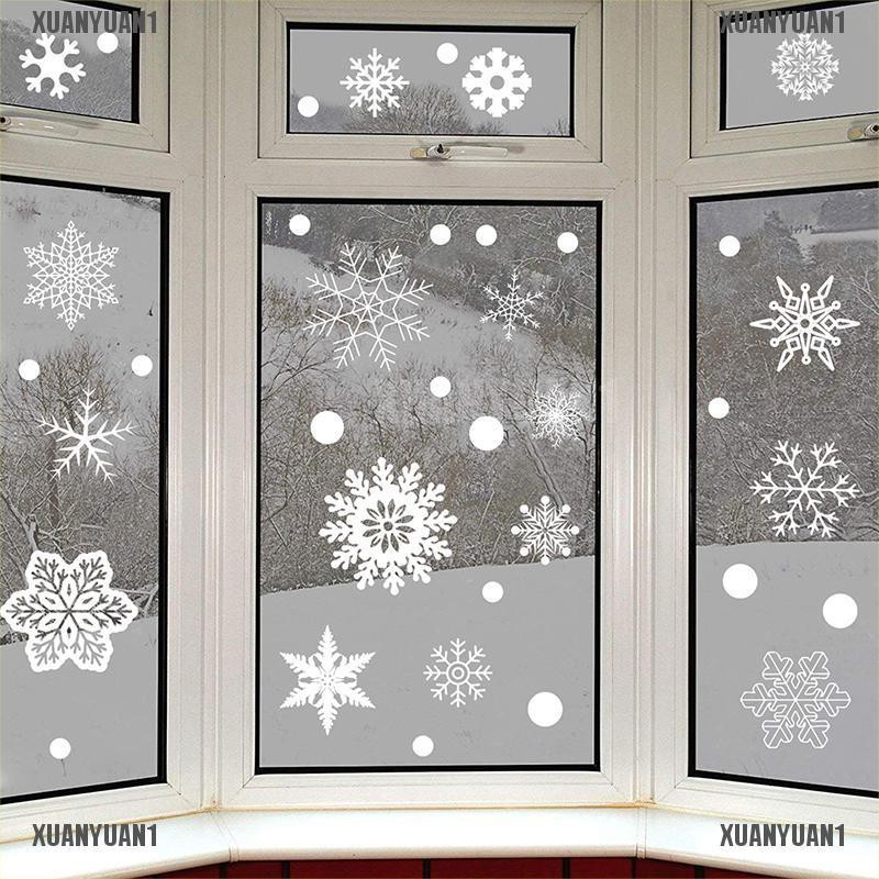 Set 37 nhãn dán kính cửa hình bông tuyết giáng sinh