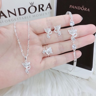 BỘ TRANG SỨC BẠC HÌNH HỒ LY MIX KIM TIỀN