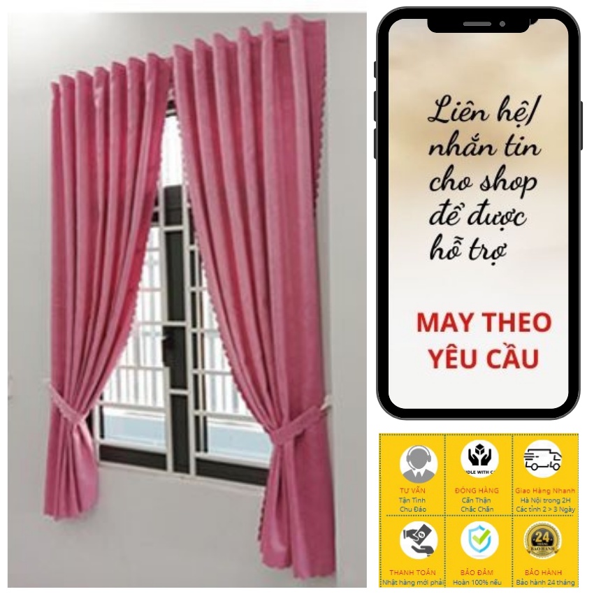 Rèm cửa dán tường chống nắng dành cho cửa sổ, vải decor trang trí phòng khách ngủ