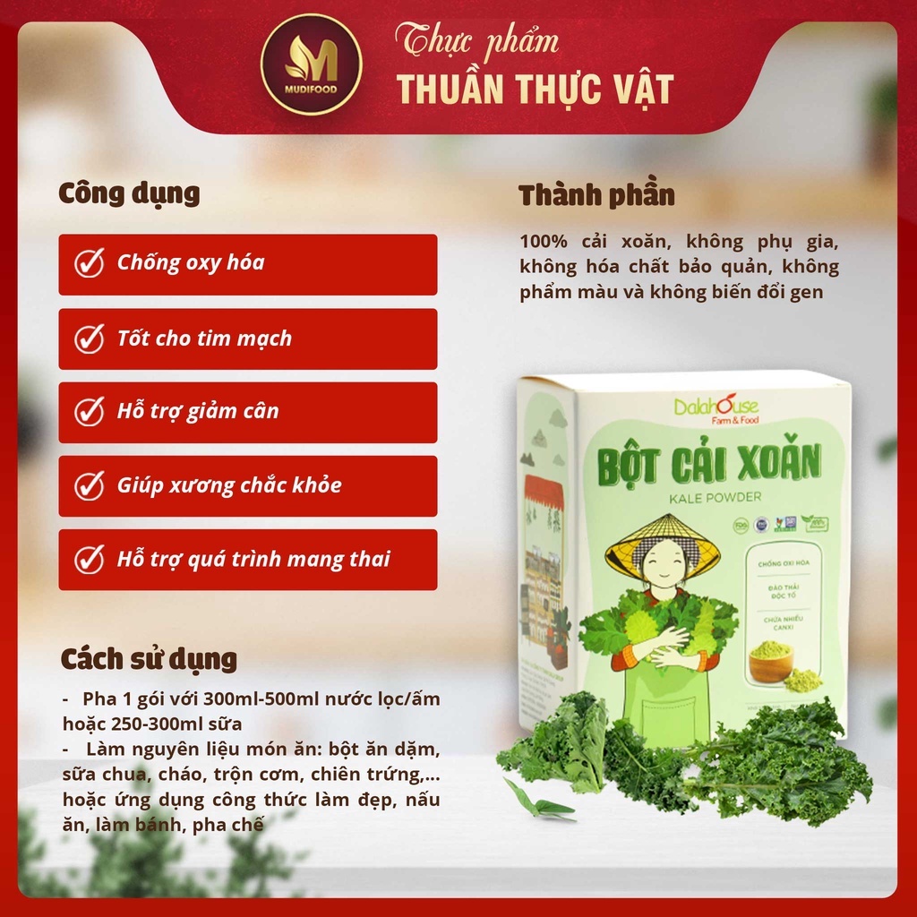 Bột Cải Xoăn  Hữu Cơ Nguyên Chất Sấy Lạnh Dalahouse