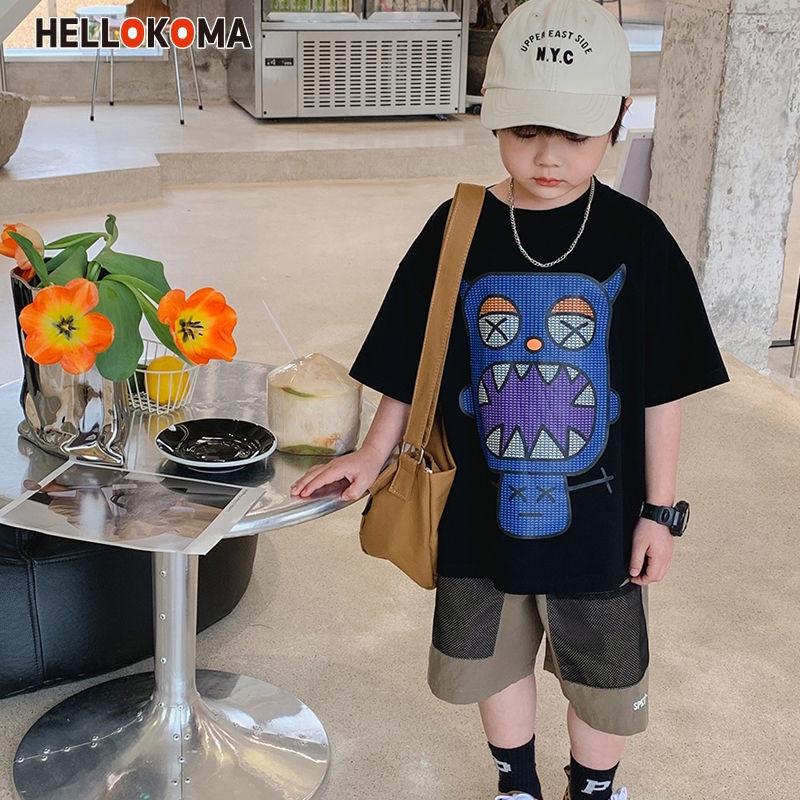 Áo Thun Cotton Trơn Tay Ngắn Thoải Mái Hợp Thời Trang Cho Bé Trai