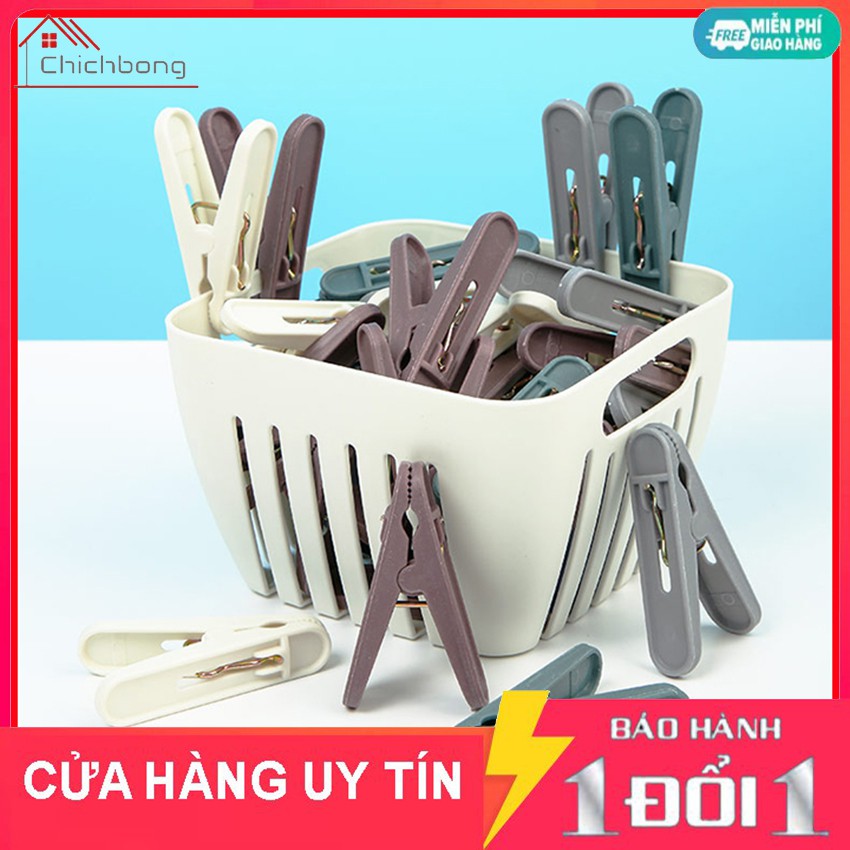 Set 24 kẹp quần áo tặng rổ đựng (Hàng loại 1)