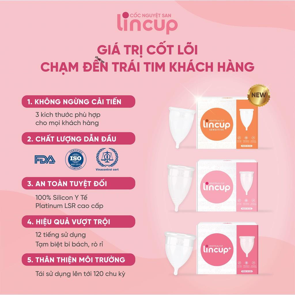 Bộ Cốc nguyệt san Lincup Sensitive, Lincup và Lincup+ chính hãng từ Mỹ của Lingroup