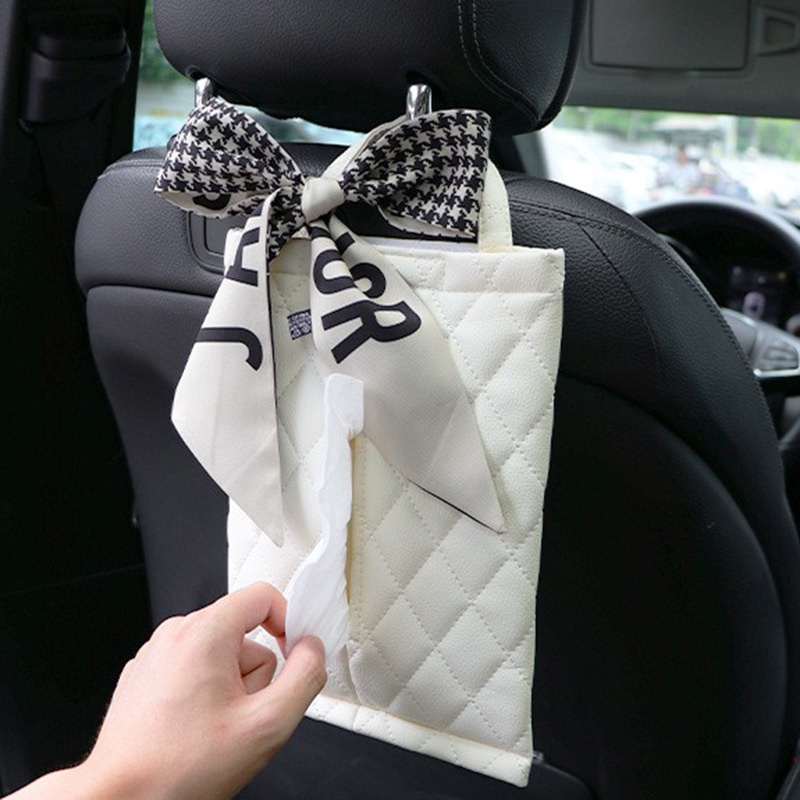 Túi đựng khăn giấy treo sau ghế xe hơi tiện dụng kèm giá đỡ