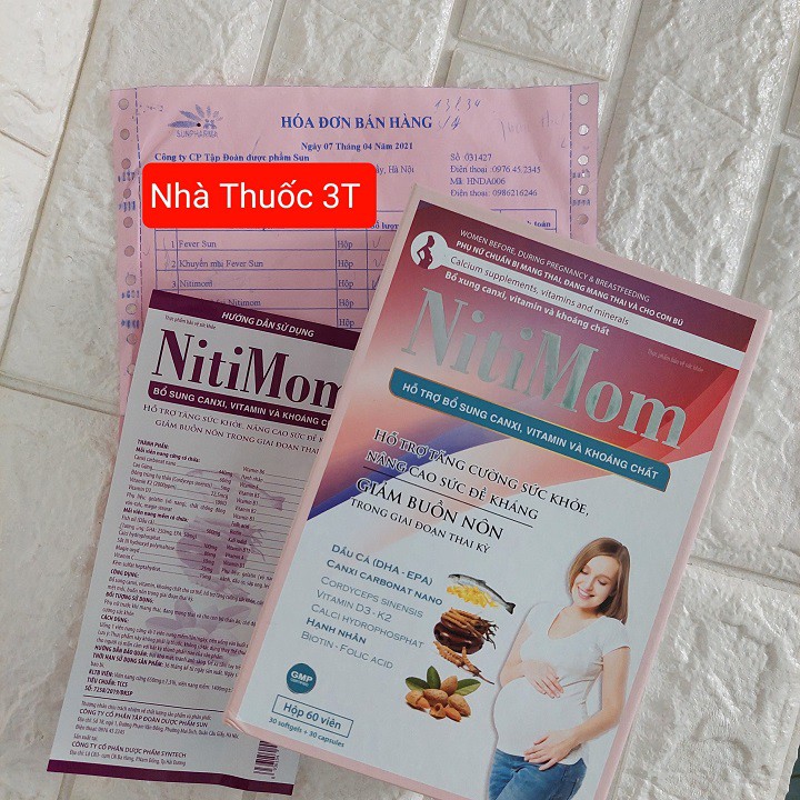 Bổ bầu – Nitimom, Bổ sung canxi, vitamin và khoáng chất, giảm buồn nôn trong thai kỳ.