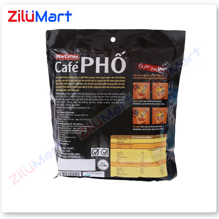 Bịch 30 gói cà phê Phố sữa đá MacCoffe loại 720g