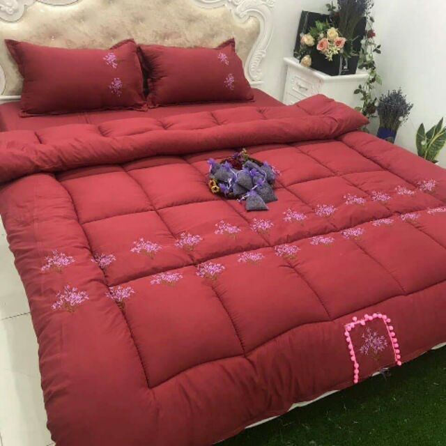 Bộ chăn ga gối phao đũi huong hoa Lavender