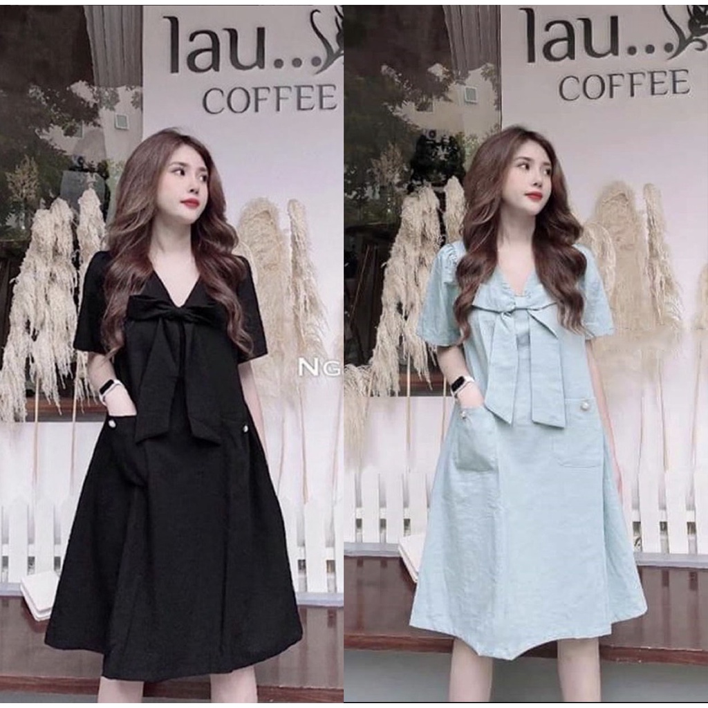 Váy Bầu Mùa Hè, Đầm Bầu Baby Doll Thiết Kế Dáng Suông Trang Nhã Có Túi Xinh Xắn HN0101 Mama Store99