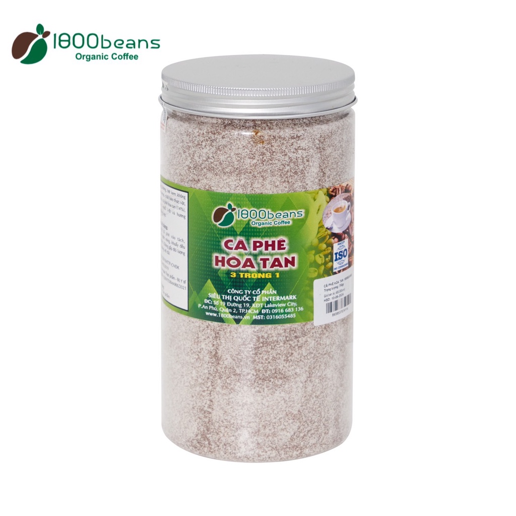 Hũ 750Gr Cà Phê Hoà Tan 1800Beans