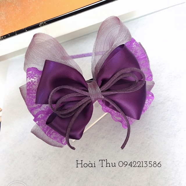 Bờm nơ tím bản to đại cho bé gái size 14cm * 11cm ( ảnh thật kèm video ) M03