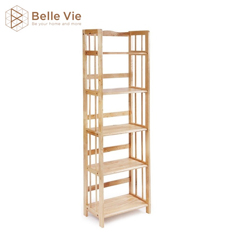 Kệ Sách 5 Tầng BELLEVIE Kệ Gỗ Decor Lắp Ráp Đơn Giản Dễ Dàng Bookshelf 5F Naturalx 50Cm