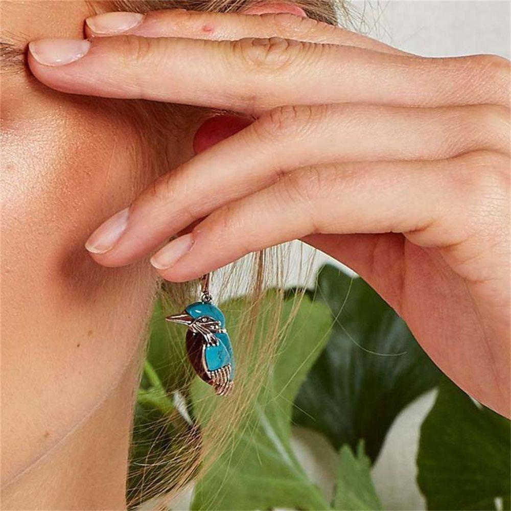 Khuyên Tai Hình Chú Chim Dễ Thương Xinh Xắn|Vòng cổ Mặt Đá Ngọc Lam