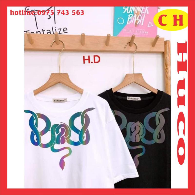 áo thun hè tay lỡ rắn trơn phản quang vòng cổ chất cotton mềm mát form rộng unisex freesize nam nữ mặc đôi nhóm cổ tròn