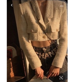 Áo croptop vest dạ tweed tiểu thư sang chảnh 165