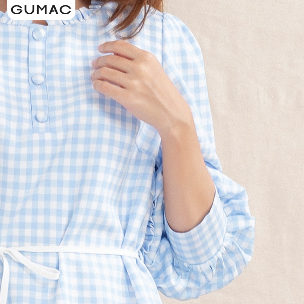 [Mã WAGU12 giảm 20% tối đa 50k đơn 150k] Đầm caro suông tay phồng DA1016 GUMAC | BigBuy360 - bigbuy360.vn
