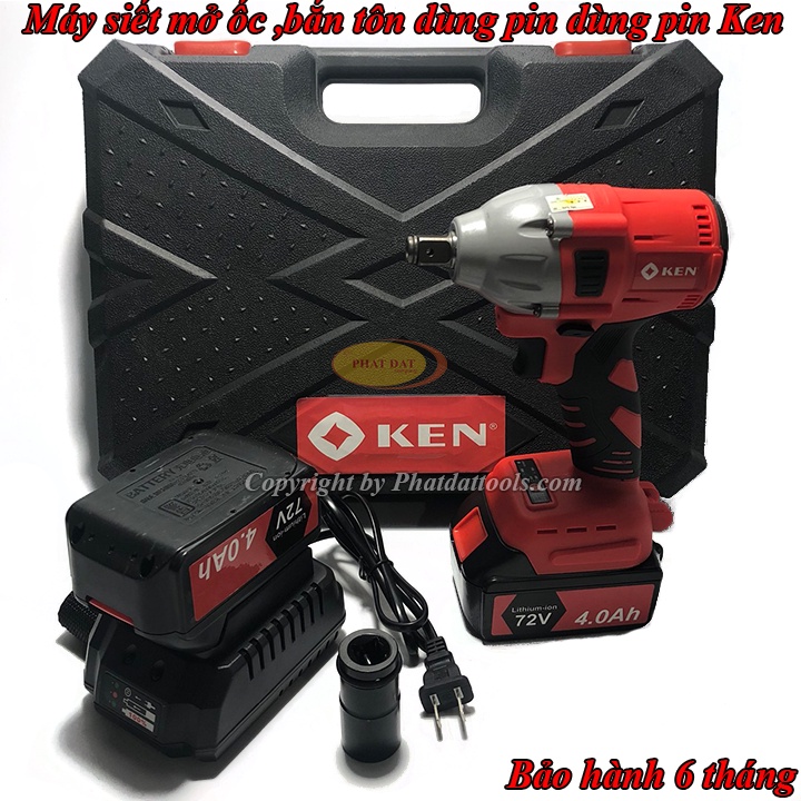 Máy siết mở bulong-máy bắn ốc bulong pin Ken-Động cơ từ không chổi than-Bảo hành 6 tháng
