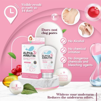 Kem ṫhâm ņách Alpha Arbutin 3 plus Organic Underarm Night Cream Thái Lan