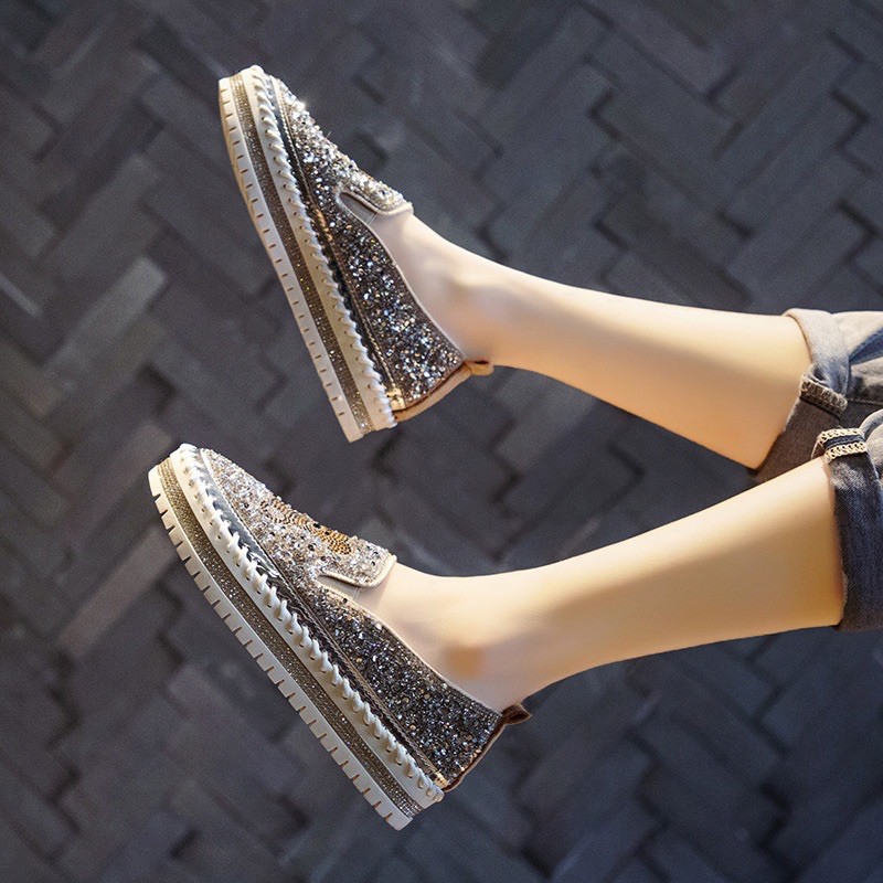 Giày bata slip on ulzzang đính đá lấp lánh