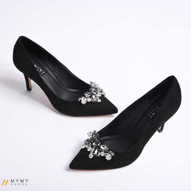 Giày đen đính đá mymy sz 35