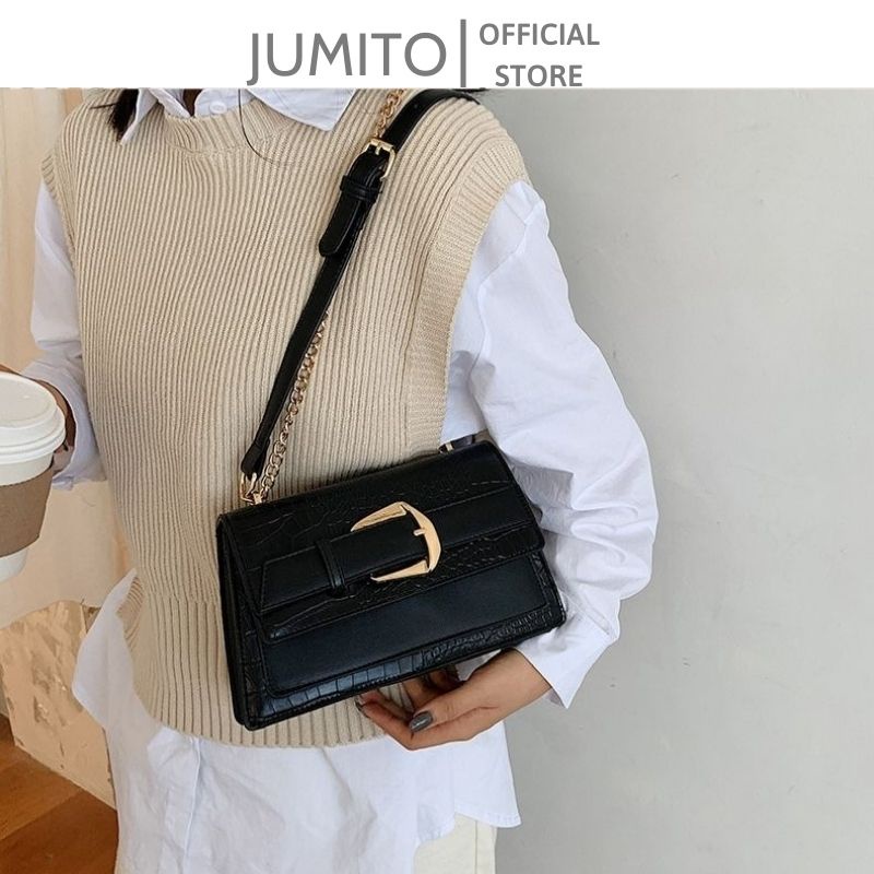 Túi xách nữ ped.ro đeo chéo đeo vai khuy lệch vân sấu đẹp hàng xuất xịn JUMITO SA1244