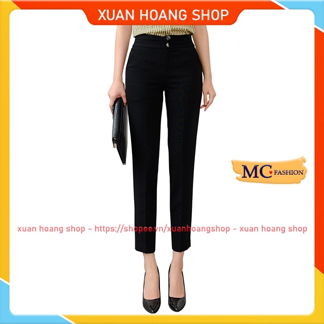 Quần Tây Nữ Đẹp Kiểu Dáng Công Sở Mc, Lưng Cao Màu Xanh Tím Than, Đen, Ống Côn Q0459