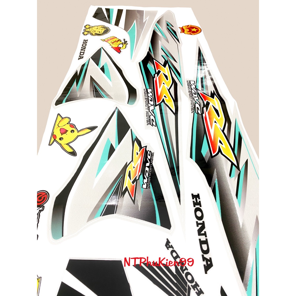 Tem rời Wave Alpha 50cc-100cc-110cc MẪU RS Màu Xanh Lục Bảo.3 Lớp Siêu Đẹp