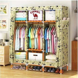 Tủ vải khung gỗ 3 buồng 8 ngăn