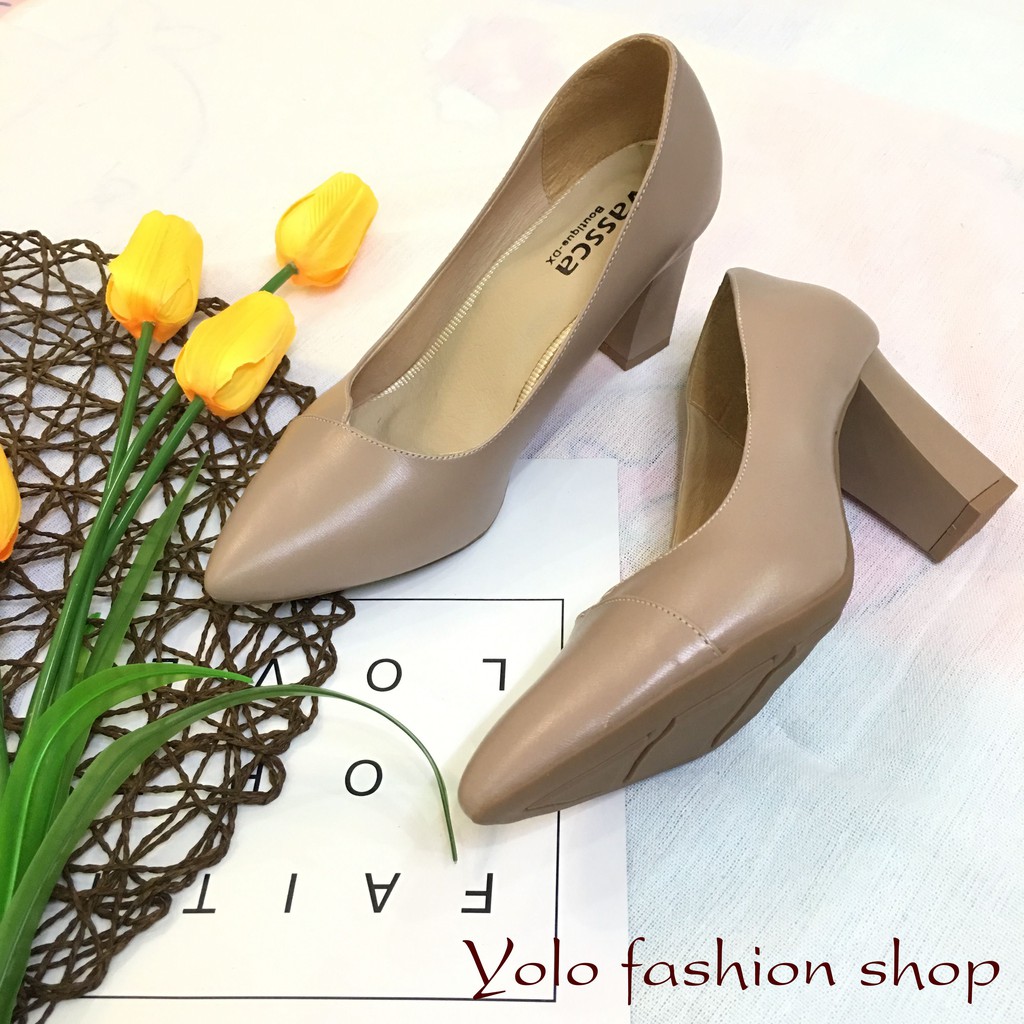 [Mã FASHIONG10 giảm 10k đơn 50k] [HÌnh thật] GC72 Giày cao gót nữ công sở da lì gót nhọn 7c | BigBuy360 - bigbuy360.vn