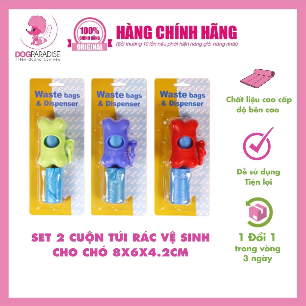 Túi đựng phân, túi rác vệ sinh chó mèo Pian Pian set 2 cuộn 8x6x4.2cm - Dog Paradise